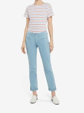NYDJ Margot Girlfriend Straight Leg Cropped Cuffed Jeans Pants Blue Trousers